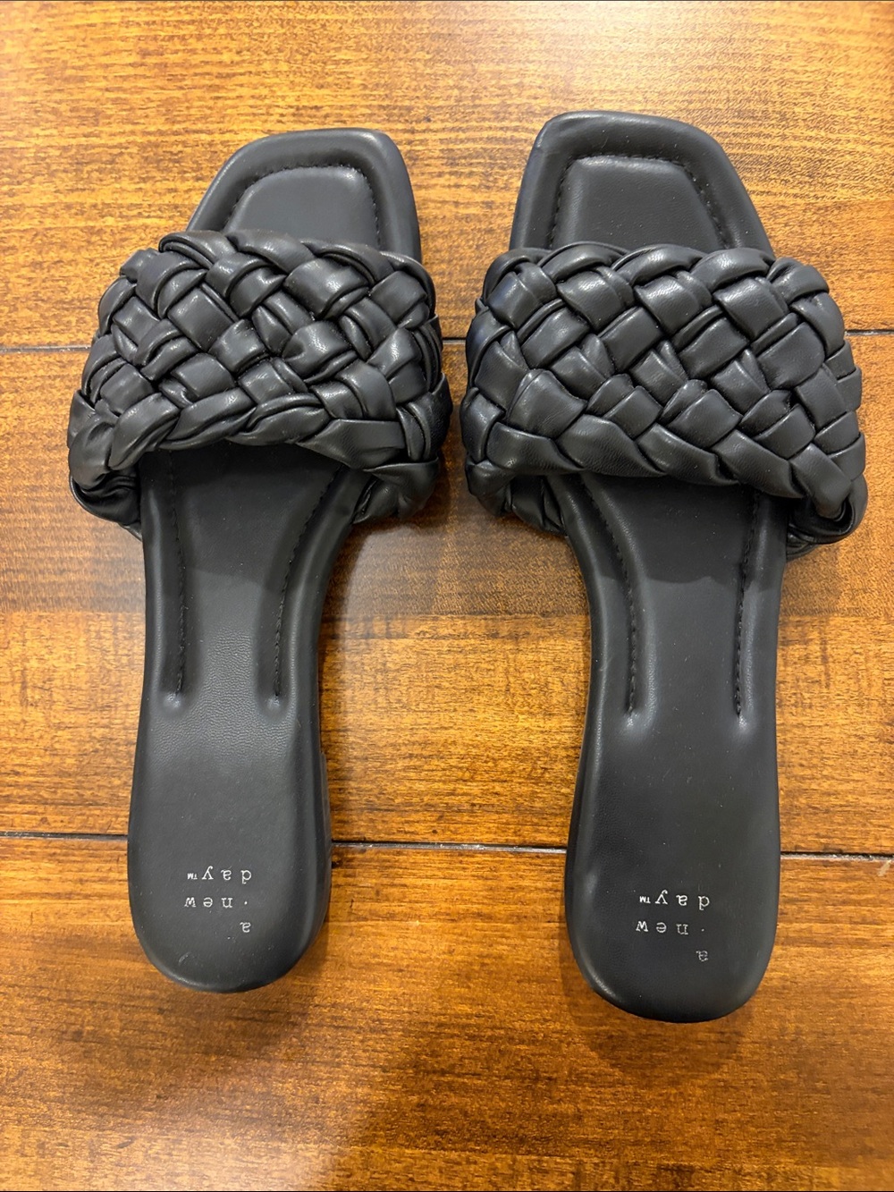 a new day Black Braided Slide Mules